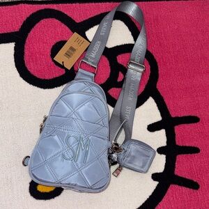 Steve Madden Light Blue Quilted Crossbody Sling Bag